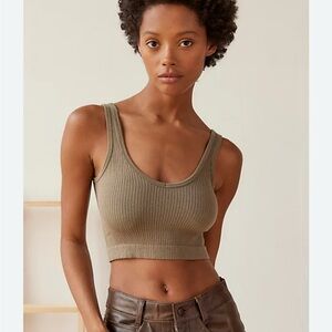 Urban Outfitters Khaki Ribbed Crop Tank